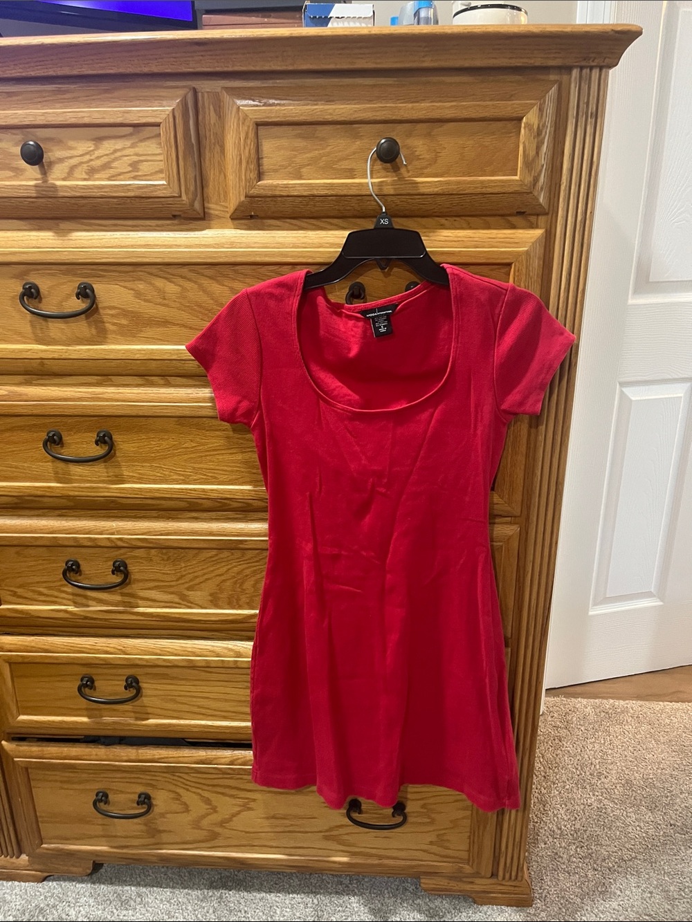 Moda International Red Maxi Dress with Scoop Neck